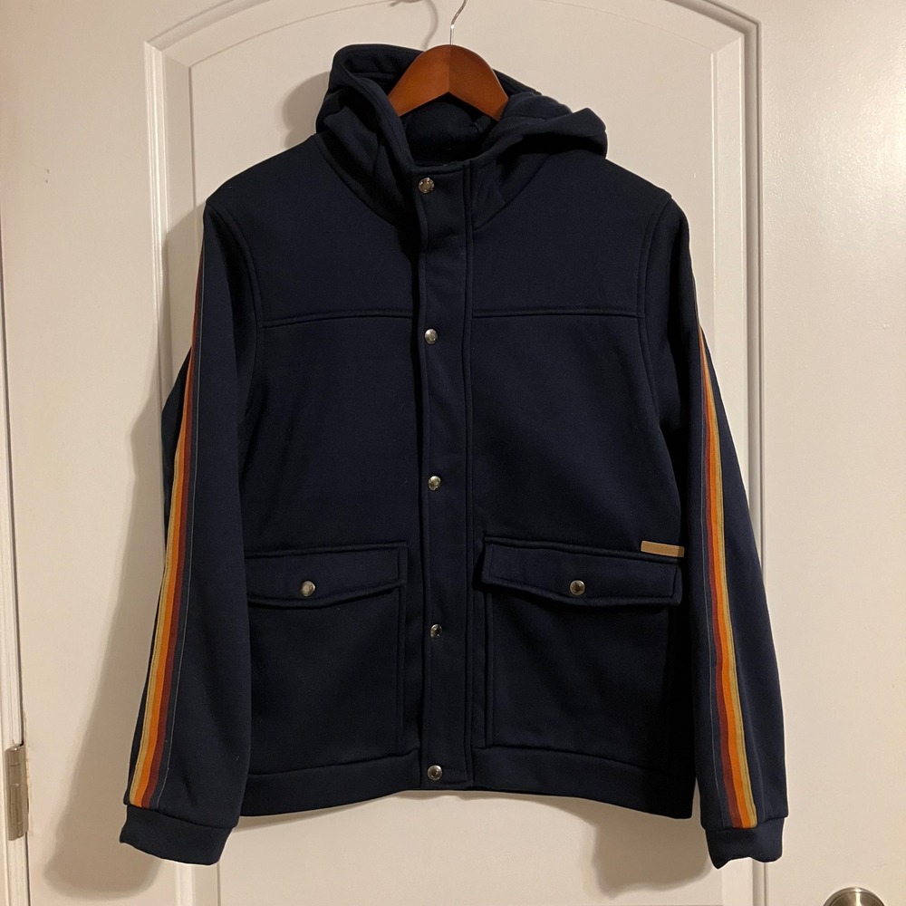 iXtreme Boys Navy Blue Hooded Snap Front Jacket Racing Stripe Size 18 NWT